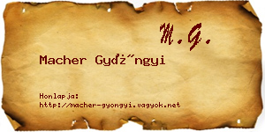 Macher Gyöngyi névjegykártya